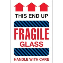The Packaging Wholesalers Tape Logic Labels "Fragile Glass - This End Up" 4" x 6" Multiple 500/Roll