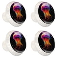 thumbnail image 2 of 4 Pcs Round White Knobs for Kitchen Cabinet Cupboard Dresser Bookcase Colorful Jellyfish Drawer Pulls Handles Home Decor, 2 of 8