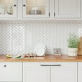 thumbnail image 5 of VEELIKE White Herringbone Backsplash Tiles Stickers 6 Sheets Peel and Stick Backsplash Tiles 12"x12", 5 of 10