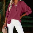 thumbnail image 6 of BODOAO Linen Tops for Women Travel Top Skin-Friendly Tops Loose Fit Flowy Shirts Boho Tops Tunic Tops Lightweight Plain Blouses Lounge Henley Neck Summer Casual Top Brick Red M, 6 of 7