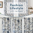 thumbnail image 5 of DriftAway Ada Floral Botanical Print Flower Leaf Lined Thermal Insulated Room Darkening Linen Blend 100% Blackout Back Tab Window Curtains 2 Layers Set of 2 Panels Each 52 Inch by 96 Inch Navy, 5 of 8