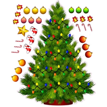 Christmas and Holiday Build a Christmas Tree with Lights Wall Decor