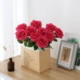 thumbnail image 2 of Artificial Rose 10pcs Open Flower Bouquet Faux Rose Stems for Wedding Arrangement, Bridal Bouquet, Centerpiece, Fake Faux Silk Flowers, 2 of 6