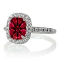 thumbnail image 2 of 1.5 Carat Cushion Cut Ruby Antique Diamond Engagement Ring on 10k White Gold, 2 of 2