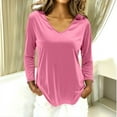 thumbnail image 5 of Huankd Velvet Tops for Women Long Sleeve V Neck Loose Fit Casual Dressy Blouses Fall Winter 2025 Soft Velour Shirts Pink S, 5 of 7