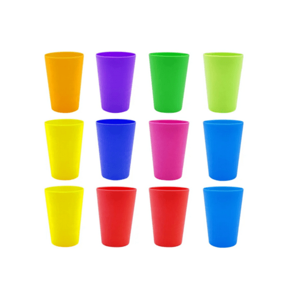 5.4 oz Kids Cups, Plastic Reusable Drinking Cups, Unbreakable Children Tumblers, BPA Free, Dishwasher Safe, 12 Pack, Random Colors