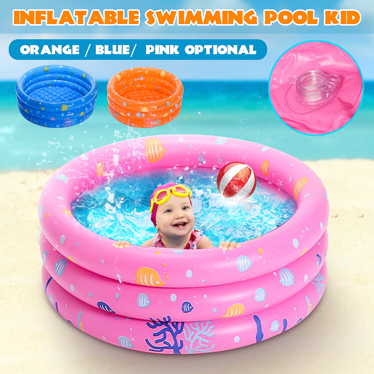 Round Baby Kids Swimming Ocean Ball Pool Inflatable Toddler Water Play 