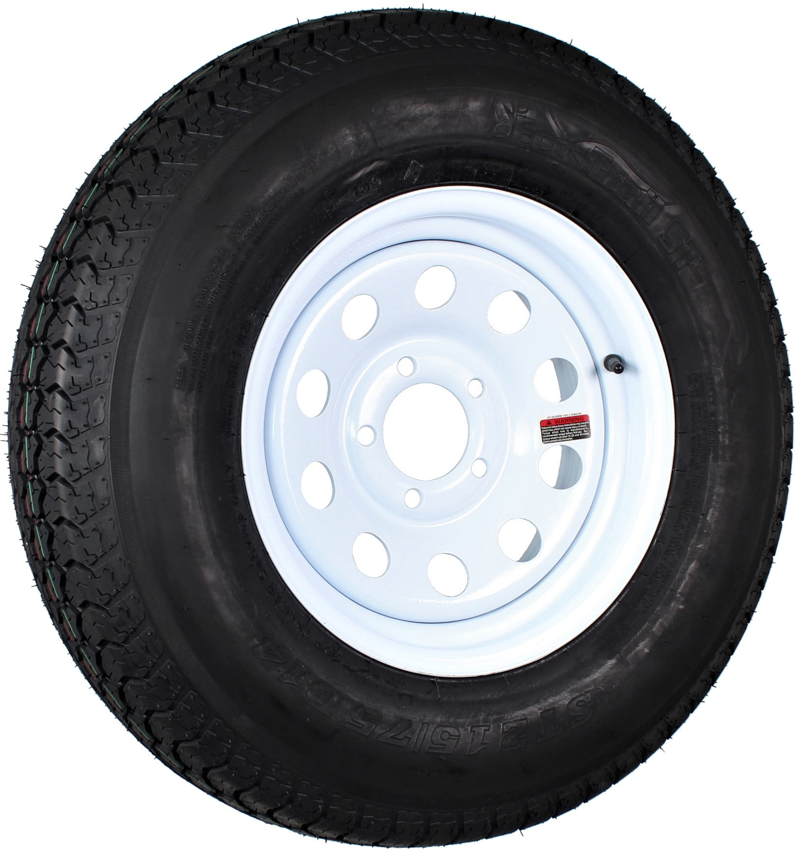 2-Pk Trailer Tire Rim ST205/75D14 14 in Load C 5 Lug White Spoke Wheel 