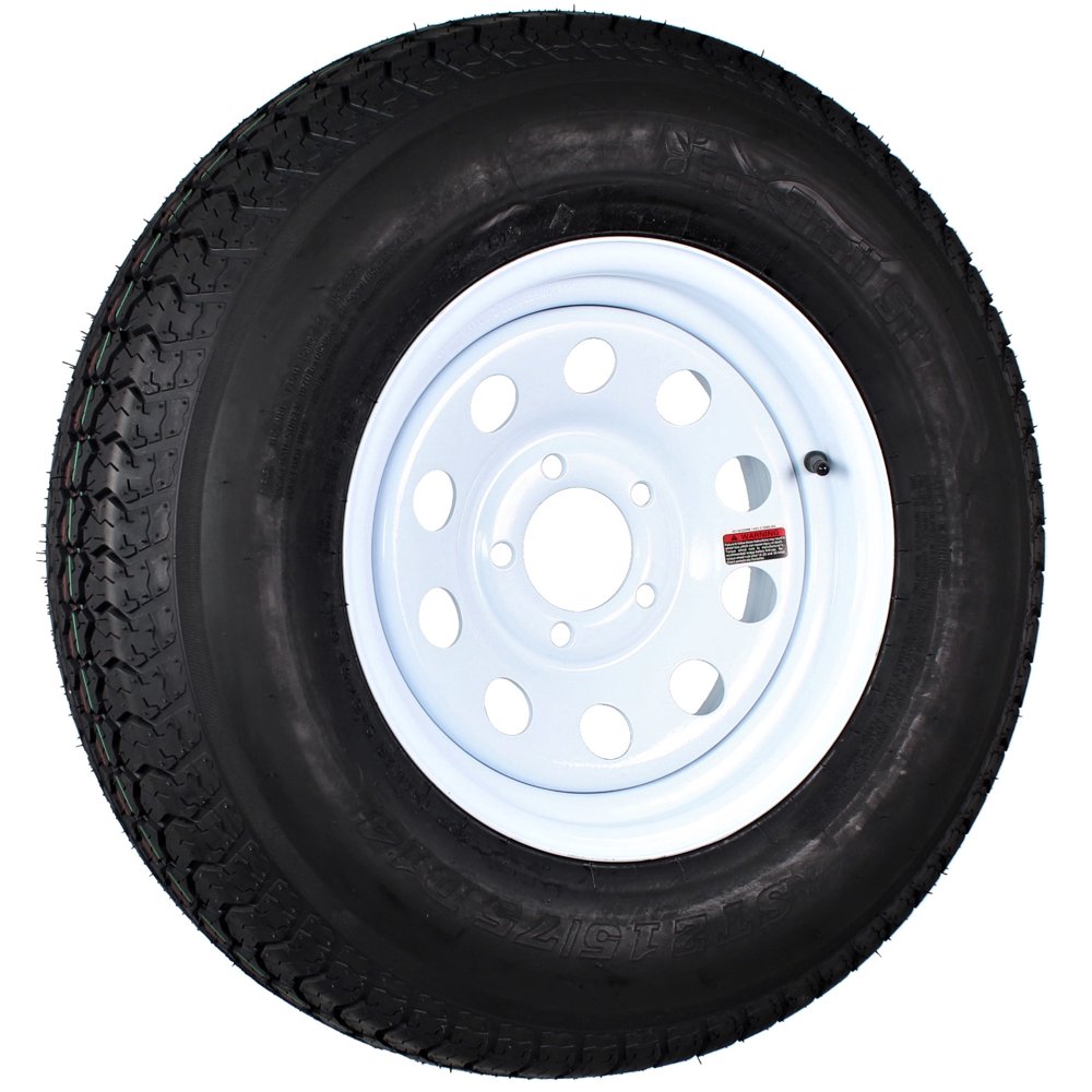Trailer Tire On Rim ST215/75D14 14 in. Load C 5 Lug White Modular Wheel
