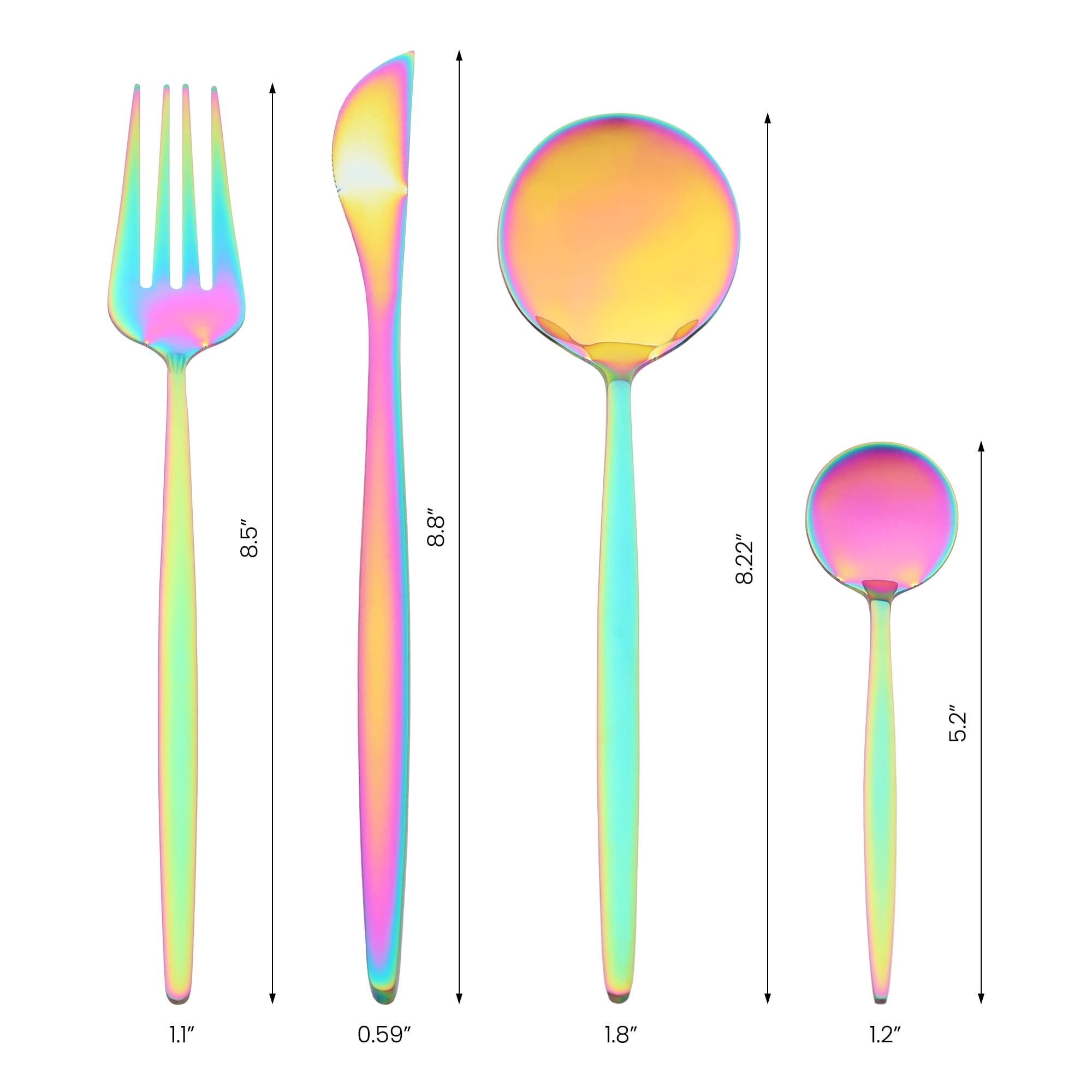 Unique Bargains 24 Pieces Silverware Set Stainless Steel Flatware Colorful