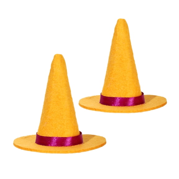 OIUR 2 Pcs Mini Felt Witch Hats, Cute Tiny Wizard Hat Wine Bottle Topper for Halloween Party Favors, DIY Crafts, Home Table Decor