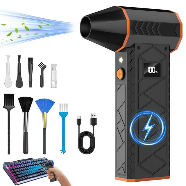 Plumero de aire comprimido, mini soplador eléctrico de 180000 RPM con dos luces LED, ventilador de a