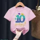 thumbnail image 3 of Bonita ropa para niños, regalo de sexto cumpleaños, camiseta de algodón para niñas, camiseta con estampado de corona de princesa sirena, camisetas rosas Harajuku Kawaii, 3 of 5