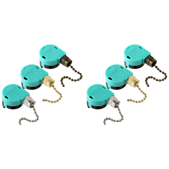 6Pcs ZE-268S6 Ceiling Fan Switch 3 Speed 4 Wire for Ceiling Fans and Wall Lights Pull Chain Switch Replacement Bronze