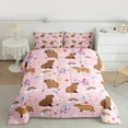 thumbnail image 2 of Manfei Cute Cartoon Capybara Bedding Comforter Set,Girls Flower Floral Twin Comforter Sets,Pink Brown Bedding Set For Princess,Microfiber Bedroom Decor Reversible,2-Piece, 2 of 8