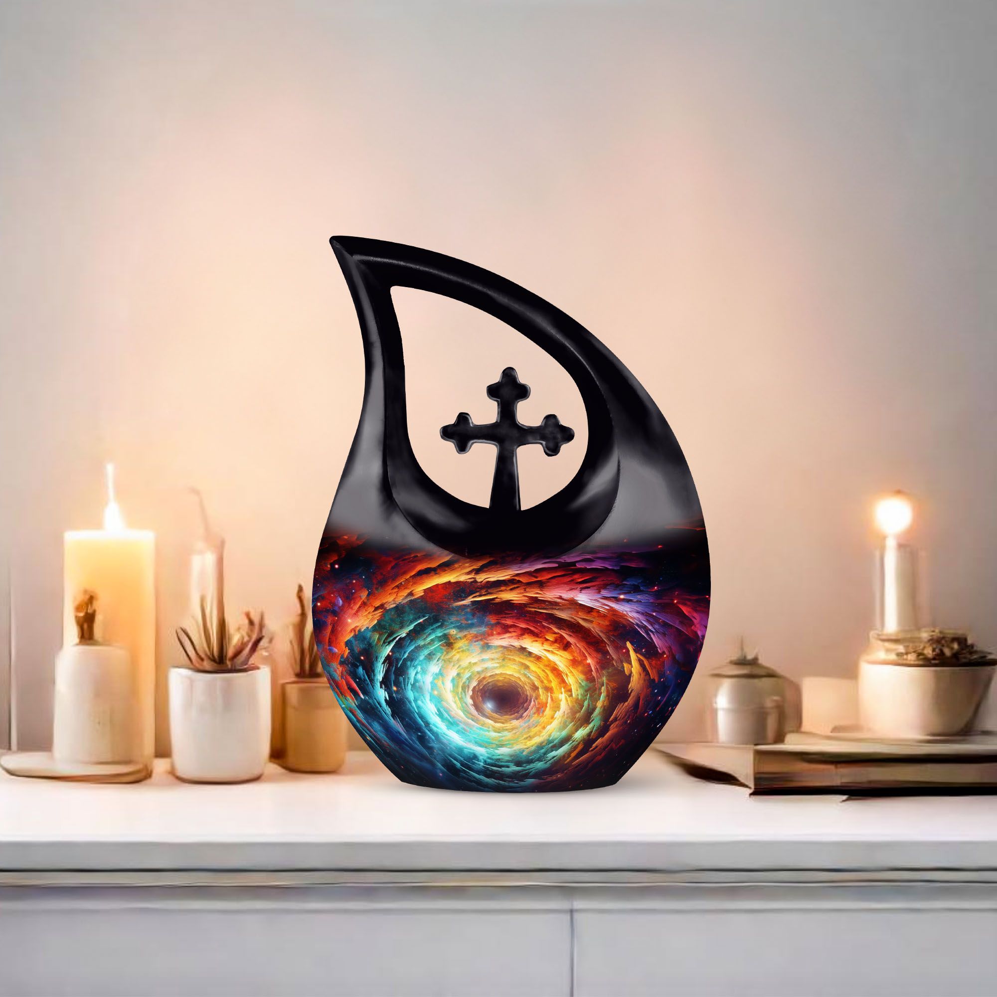 MUKTIVE Large Galaxy Urns for Human Ashes Adult Female & Male - Cremation Urn for Adult Women Ashes - Funeral Memorial - 10 Inch