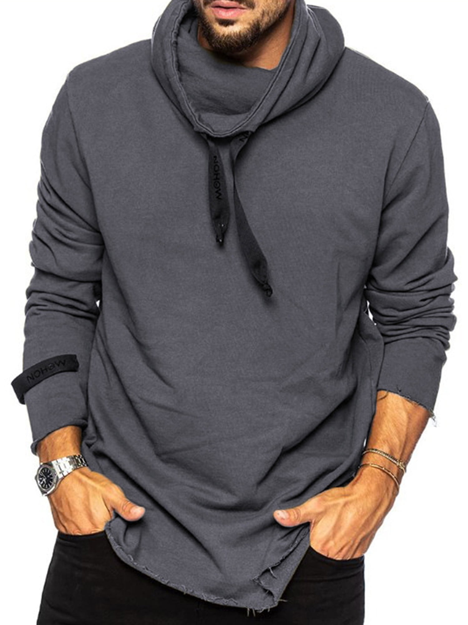 high neck mens hoodie