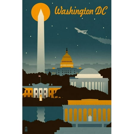 Washington, DC - Retro Skyline Print Wall Art By Lantern