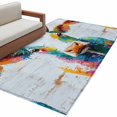 thumbnail image 2 of 3x5 Washable Area Rug, Vintage Oil Painting Non-Slip Rectangle Rug for Living Room Bedroom, Country Colorful Cow Wood Grain Indoor Low Pile Floor Mat for Home Decor, 2 of 9