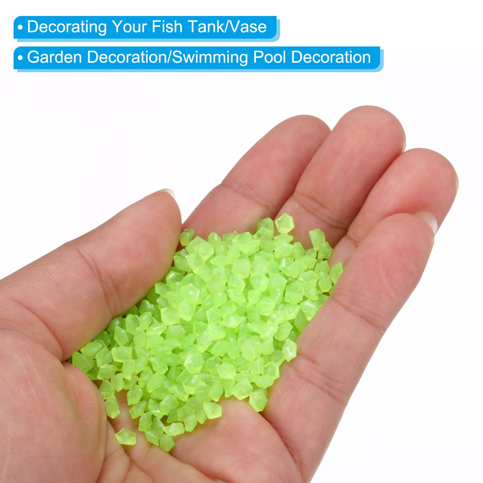 Unique Bargains 3000Pcs Glow Rocks 3-5mm Glow Pebbles Luminous Stones Decor DIY Green