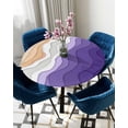 thumbnail image 5 of nqOlkjepod Purple Coastal Beach Round Tablecloth, Fitted Table Cover with Elastic for 36"-44" Round Tables, Modern Gradient Abstract Sea Waves Table Cloth Dinning Party Waterproof Tablecloths, 5 of 6
