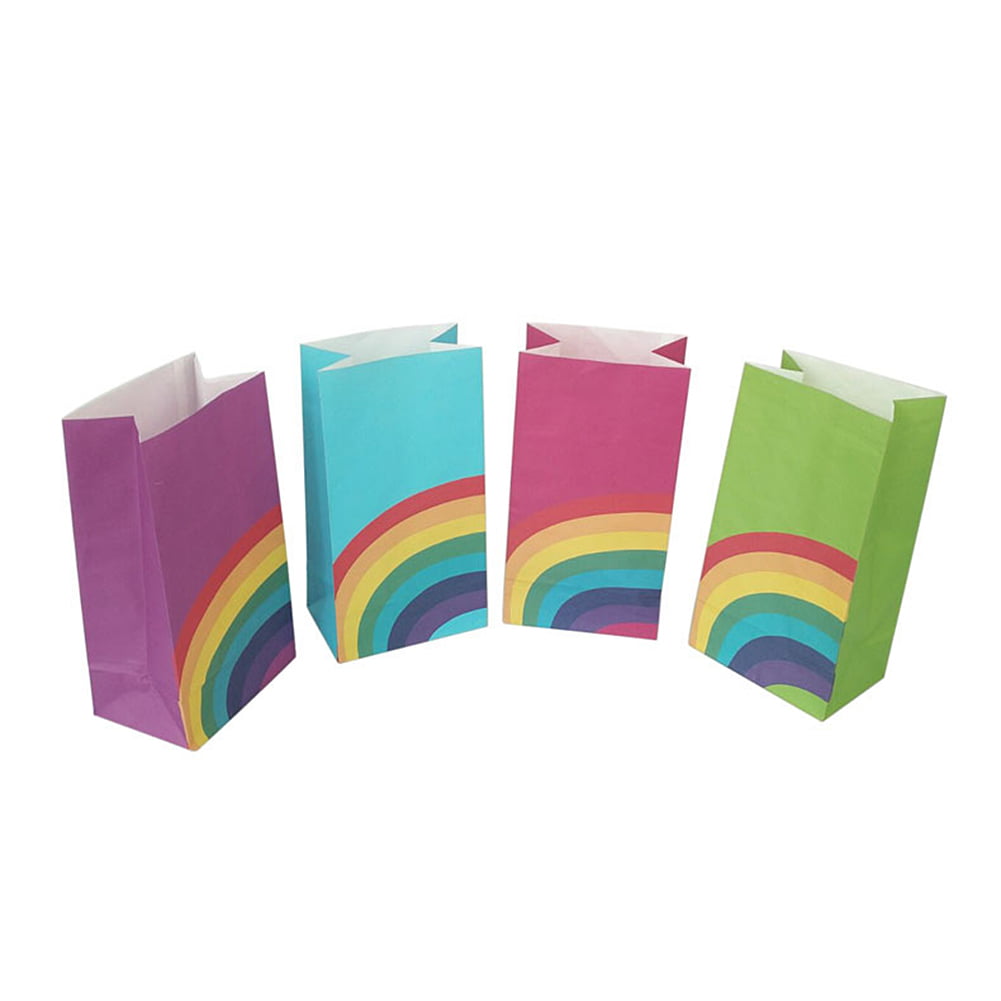 Kraft Paper Rainbow Food Bags Treat Kids Birthday Cookie Bag Rainbow Bag Christmas Party Supplies 40pcslot