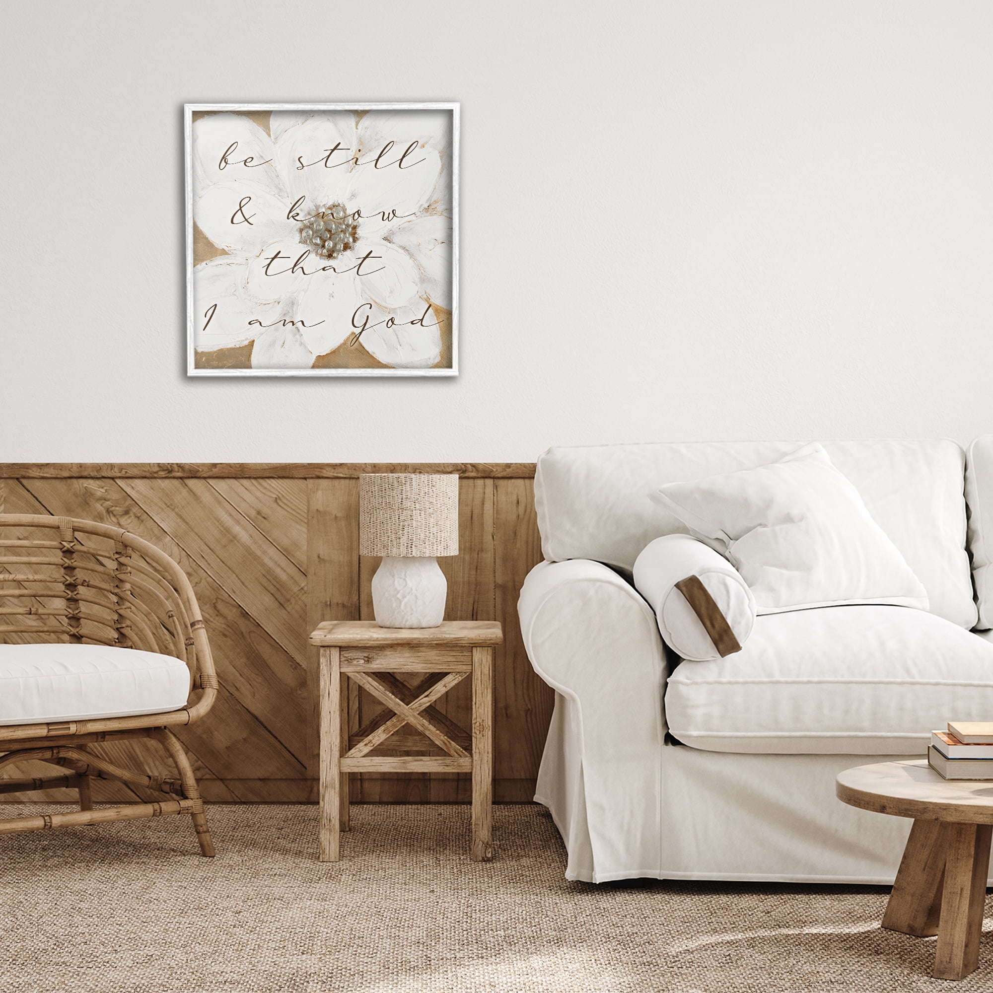 Stupell Industries Be Still with White Magnolia White Framed Giclee Art, design by Lanie Loreth