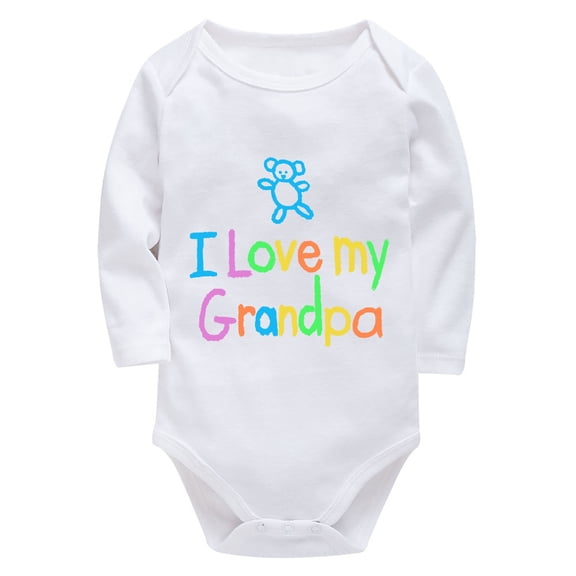 I Love My Grandpa Gender Neutral Baby Onesie Long Sleeve Baby Girl Jumper Outfit White Funny Onsies0-3 Months