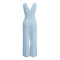 thumbnail image 4 of FASHOFT Womens Jumpsuits Solid Color Sleeveless V Neck Waist Cinched Design Wide Leg With Pockets One Piece Casual Romper For Daily Wear Jumpsuits Light Blue, 4 of 5