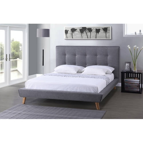Baxton Studio Jonesy Scandinavian Style Mid Century Grey Fabric Upholstered King Size Platform Bed Com Baxton Studio Jonesy Scandinavian Style, Scandinavian Platform Bed King Size Mattress