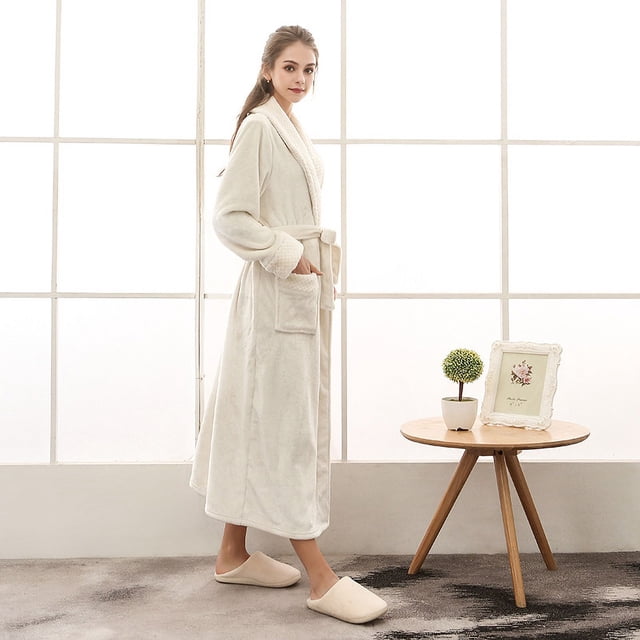 Bata de baño de franela holgada de gran tamaño con tecnología de costura para parejas, bata de baño de vellón coral para hombres y mujeres, otoño e invierno