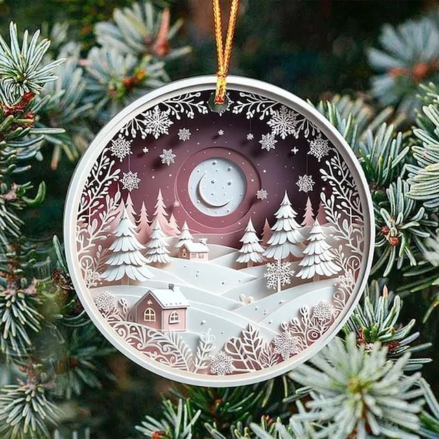 Christmas Acrylic Pendant Concave Textured Round Pendant Decoration