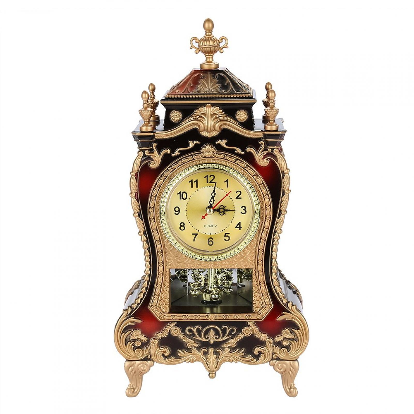 LYUMO Vintage Clock,Vintage Style Plastic Table Clock Antique Home