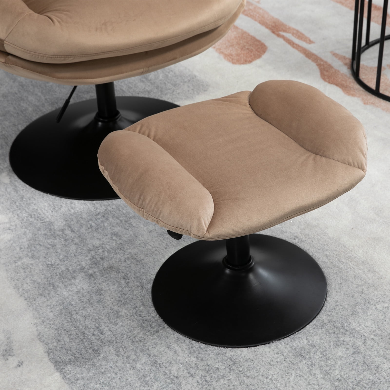 Yardi Yard Modern Swivel Upholstered Accent Chair and Ottoman, Adjustable Seat Height Velvet Office Chair Khaki Yardi Yard Modern Swivel Upholstered Accent Chair and Ottoman, Adjustable Seat Height Velvet Office Chair Khaki