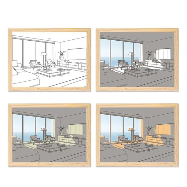 INS Deco-pintura de luz Led, enchufe USB, atenuación de pared, obra de arte, lámpara de mesa, regalo, luz solar interior, ventana, foto de madera, noche luminosa