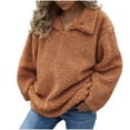 thumbnail image 1 of Chaquetas para mujer, abrigo de piel sintética cálido para mujer, sudaderas, ropa de abrigo sólida con cuello en V de invierno Odeerbi ODB-3, 1 of 8