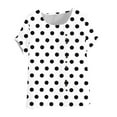 thumbnail image 4 of Olyvenn Fashion Polka Dot Pattern Short Sleeves Basic Summer T-shirts Round Neck Loose Crop Tops Beach Vacation Outfits for Women White M, 4 of 4