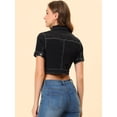 thumbnail image 3 of Chaqueta Corta Informal Para Mujer De Manga Corta Vaquera Negro L, 3 of 5