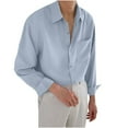 thumbnail image 2 of gbyLJF Men's Button Down Shirt Soft and Comfortable Long Sleeve Lapel Top Regular Fit Casual Solid Color Blouse, 2 of 4