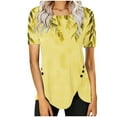 thumbnail image 2 of Bnwani Womens T Shirts Womens Tops Casual Casual Fashion Printed Yellow S(US:4), 2 of 5