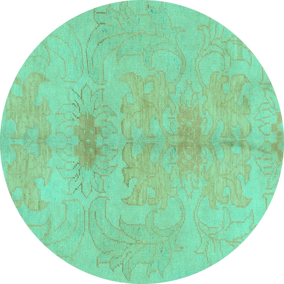 Ahgly Company Indoor Round Abstract Turquoise Blue Modern Area Rugs, 3 ...