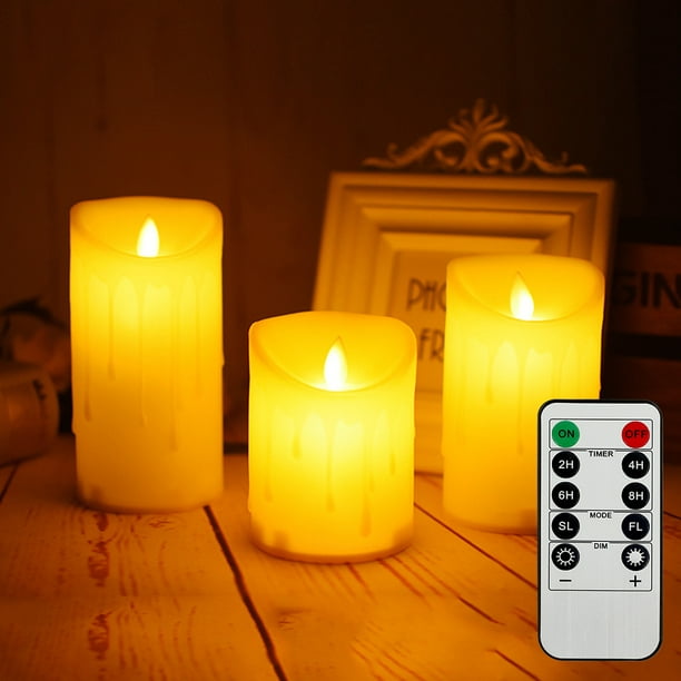 Bougie LED, Un Ensemble de 3 Bougies LED Sans Flamme, Gris avec Télécommande  et Fonction Minuterie
