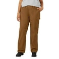 thumbnail image 1 of Dickies Women's Plus Size Relaxed Straight Carpenter Pant, Rinsed Brown Duck, 24, 1 of 4