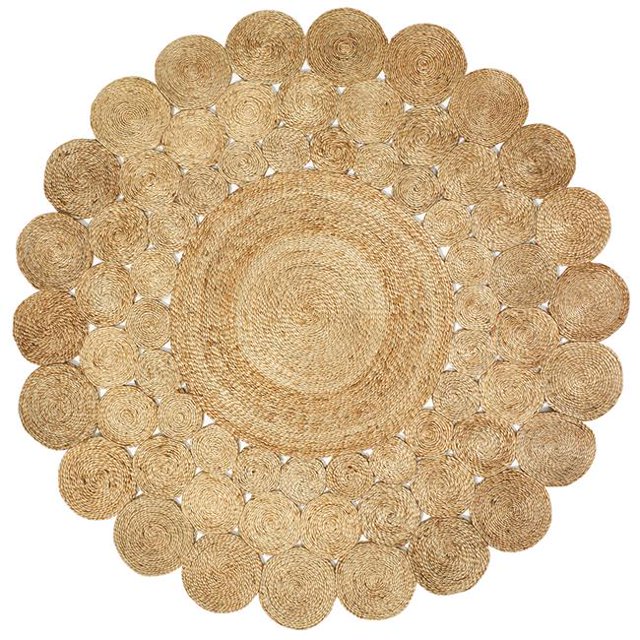Tapis Rond en Jute Naturel de 8 Pieds&44; Naturel