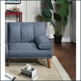 thumbnail image 5 of 71” Contemporary Navy Polyfiber Sofa | Adjustable Convertible Bed | Solid Wood Legs | Living Room Furniture, 5 of 12