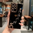 thumbnail image 3 of Compatible with Samsung Galaxy S23 Ultra 5g 6.8" Case Luxury Heart Bracelet Strap Plating Cute Love Hearts Cover with Hearts Hand Chain for Women Camera Protection Shockproof Bumper (Black), 3 of 6