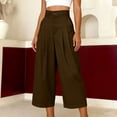 thumbnail image 6 of Mifsaly Linen Cropped Pants Women High Waisted Wide Leg Casual Summer Crop Pant Lightweight Flowy Work office Beach Vacation Outfits with Pockets Brown,S, 6 of 8