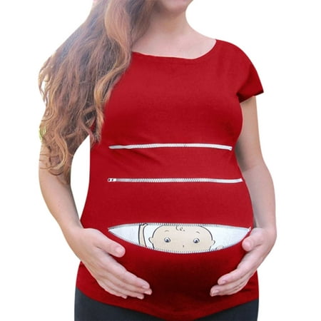 

Leutsin Women s Nursing for Breastfeeding Maternity Cute Baby Pattern Print Short Sleeve Casual T-shirt Pregnant Tops