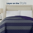 thumbnail image 5 of Martex Full/Queen Reversible Coverlet | Lightweight Soft Easy Care Quilt | Rugby Stripe/Navy, 5 of 8