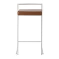 thumbnail image 6 of Fuji Contemporary Stackable Counter Stool In White With Camel Faux Leather Cushion - Set Of 2, 6 of 7